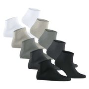 Esprit Solid Mix 5 Pack Sneaker Socks - Black/Grey -