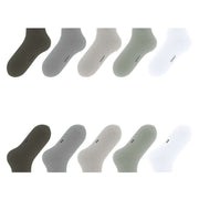 Esprit Solid Mix 5 Pack Sneaker Socks - Olive Mix