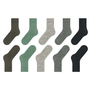 Esprit Solid Mix 5 Pack Socks - Green/Grey Mix