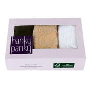 Hanky Panky Signature Lace 3 Pack Original Rise Thong - Black/White/Chai Beige