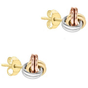 KJ Beckett Small Knot Stud Earrings - Gold/Silver/Rose Gold