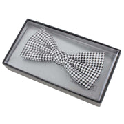 Knightsbridge Neckwear Dogtooth Checked Silk Bow Tie - Black/White