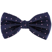 Knightsbridge Neckwear Spots Silk Bow Tie - Navy/Pink