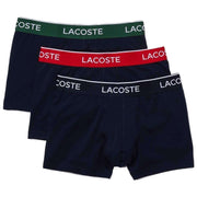 Lacoste Contrast Band 3 Pack Trunks - Green/Red/Navy