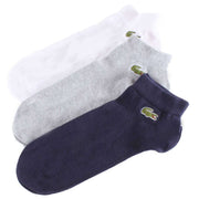 Lacoste Sports 3 Pack Trainer Socks - White/Silver Chine Grey/Navy