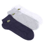 Lacoste Sports 3 Pack Trainer Socks - White/Silver Chine Grey/Navy