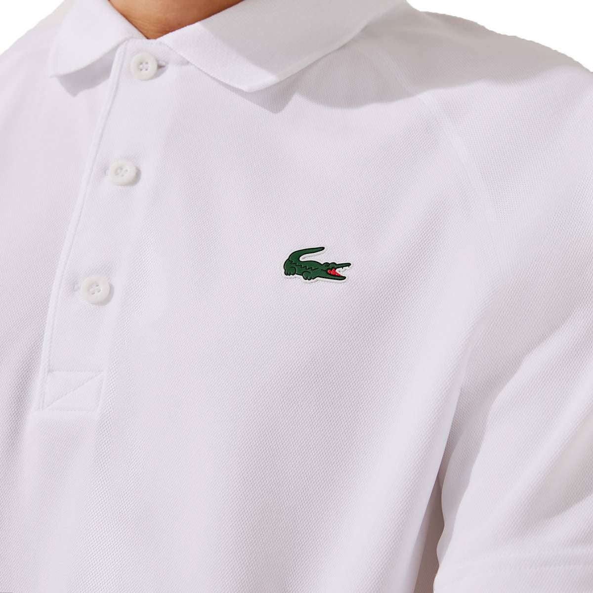 Lacoste white long sale sleeve polo shirt