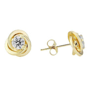 Mark Milton Stud Earrings - Yellow Gold/Clear