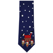 Michelsons of London Father Christmas Chimney Scene Polyester Tie - Navy/Red