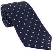 Michelsons of London Herringbone Spot Silk Tie - Navy