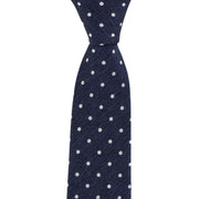 Michelsons of London Herringbone Spot Silk Tie - Navy