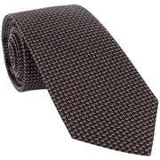 Michelsons of London Micro Geometric Silk Tie - Brown