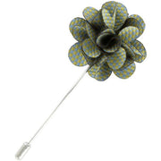 Michelsons of London Puppy Tooth Flower Lapel Pin - Light Blue/Green