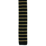 Michelsons of London Silk Knitted Striped Skinny Tie - Black/Yellow