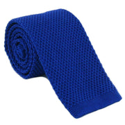 Michelsons of London Skinny Silk Knitted Tie - Blue