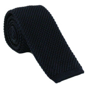 Michelsons of London Skinny Silk Knitted Tie - Navy