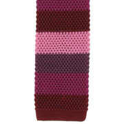 Michelsons of London Striped Skinny Silk Knitted Tie - Red