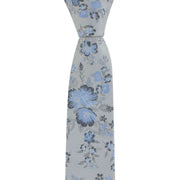 Michelsons of London Textured Springtime Floral Polyester Tie and Pocket Square Set - Silver/Blue