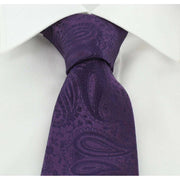 Michelsons of London Tonal Paisley Polyester Tie - Dark Purple