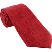 Michelsons of London Tonal Polyester Paisley Pocket Square and Tie Set - Bright Red