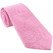 Michelsons of London Tonal Polyester Paisley Pocket Square and Tie Set - Pink