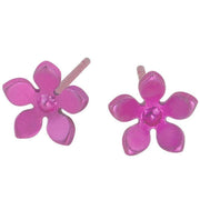 Ti2 Titanium 8mm Five Petal Stud Earrings - Candy Pink