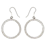 Ti2 Titanium Coastal Edge Large Drop Earrings - Natural Silver