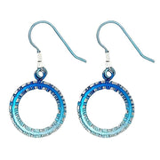 Ti2 Titanium Coastal Edge Small Drop Earrings - Dark Blue