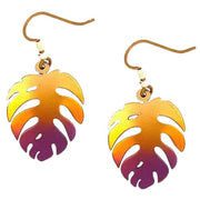 Ti2 Titanium Leaf Drop Earrings - Brown