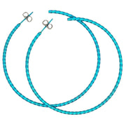 Ti2 Titanium Medium Twisted Hoop Earrings - Kingfisher Blue