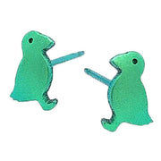 Ti2 Titanium Puffin 9mm Stud Earrings - Green