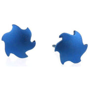 Ti2 Titanium Sun Stud Earrings - Navy Blue