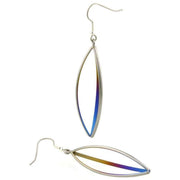 Ti2 Titanium Triangular Wire Drop Earrings - Blue